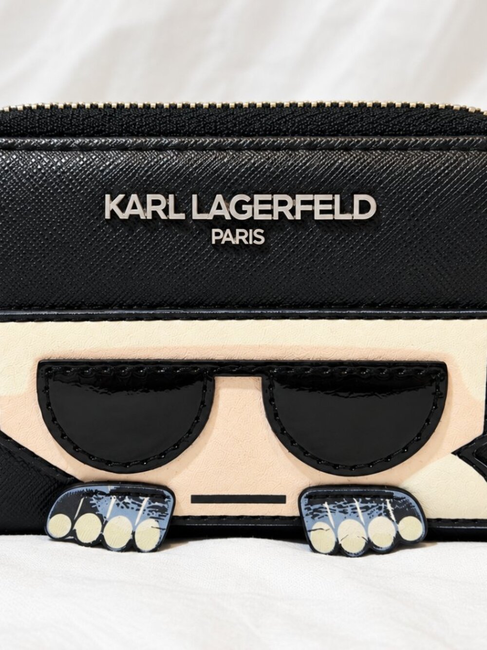 Karl Lagerfeld Paris Black Karl Character Zip Card Wallet